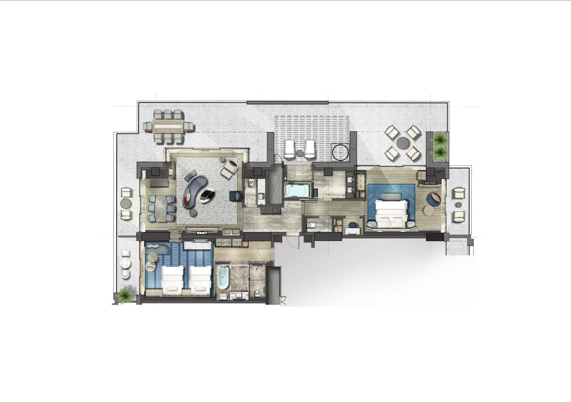 City Of Dreams Mediterranean - Integrated Resort, Casino & Entertainment Limisso Camera foto Floorplan of a typical apartment