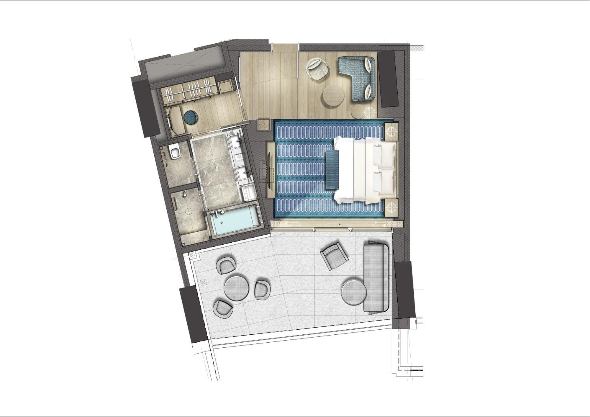 City Of Dreams Mediterranean - Integrated Resort, Casino & Entertainment Limisso Camera foto Floorplan of a typical apartment